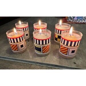 VINTAGE 90s GIBSON GREETINGS GLASS VOTIVE CANDLE HOLDERS SET OF 6